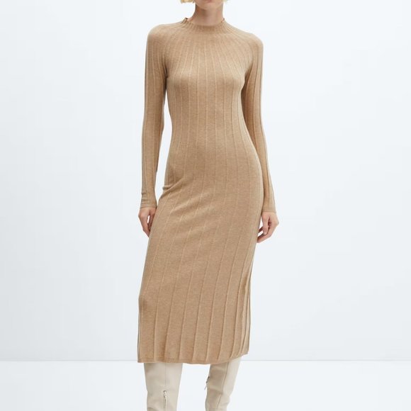 BNWOT: Mango mock high collar neck ribbed sweater dress - Picture 2 of 11